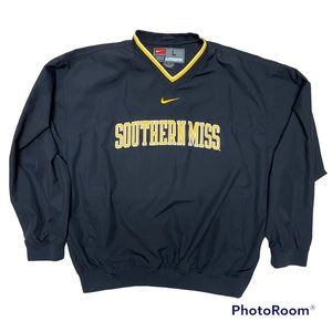 Nike Southern Miss Black Pull-Over Jacket; Men’s L; EUC